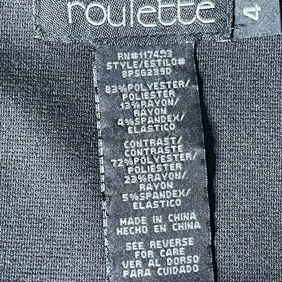 Roulette Black Gray Colorblock Side Panels Short Cap Sleeves Belted Dress Size 4 - Picture 2 of 15